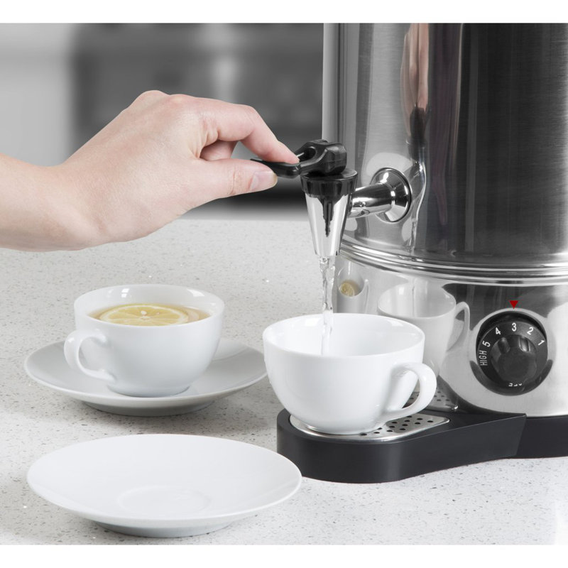 Swan Tea Urn, Stainless Steel, Concealed Heating Element, Keep Hot Function, Drip-Free Tap, Ideal for Events and Catering, Stainless Steel, SWU8L
