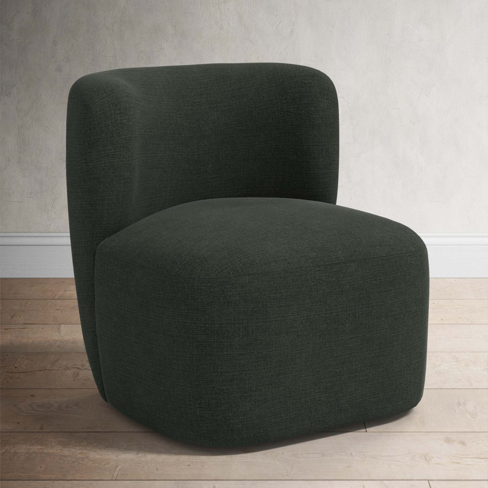 Mariza Upholstered Swivel Accent Chair, Classic Black Linen
