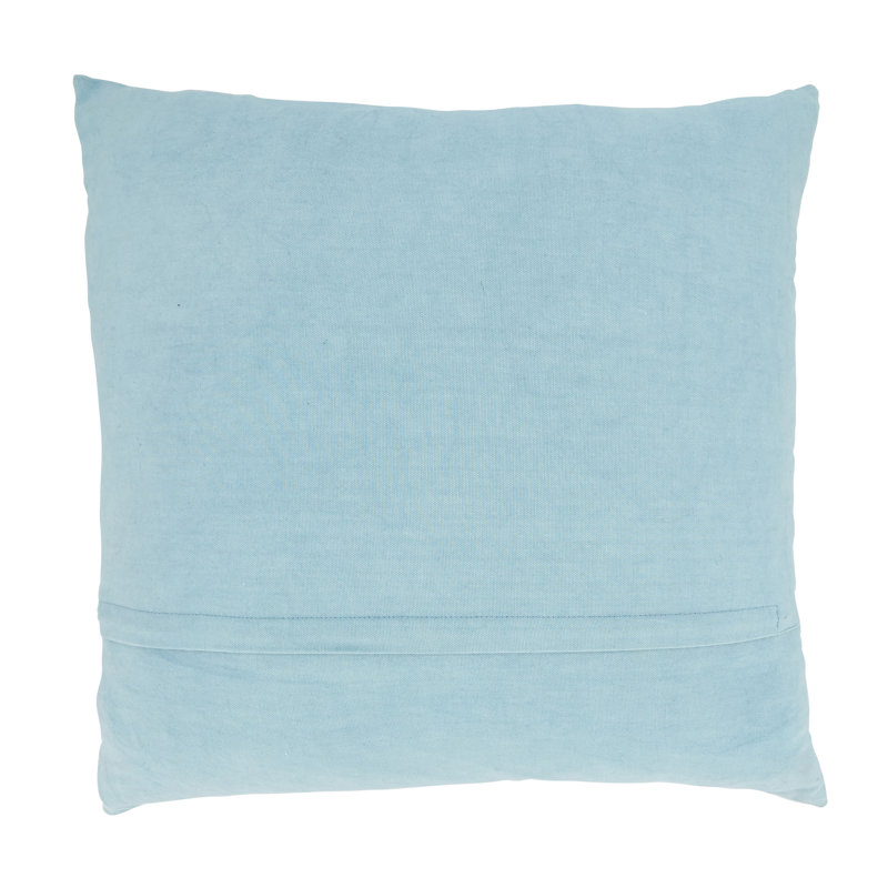 Blue and Beige Coastal Embroidered Square Throw Pillow 20"