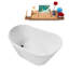 51" Streamline Soaking Glossy White Freestanding Tub and Tray With Internal Drain-101413113