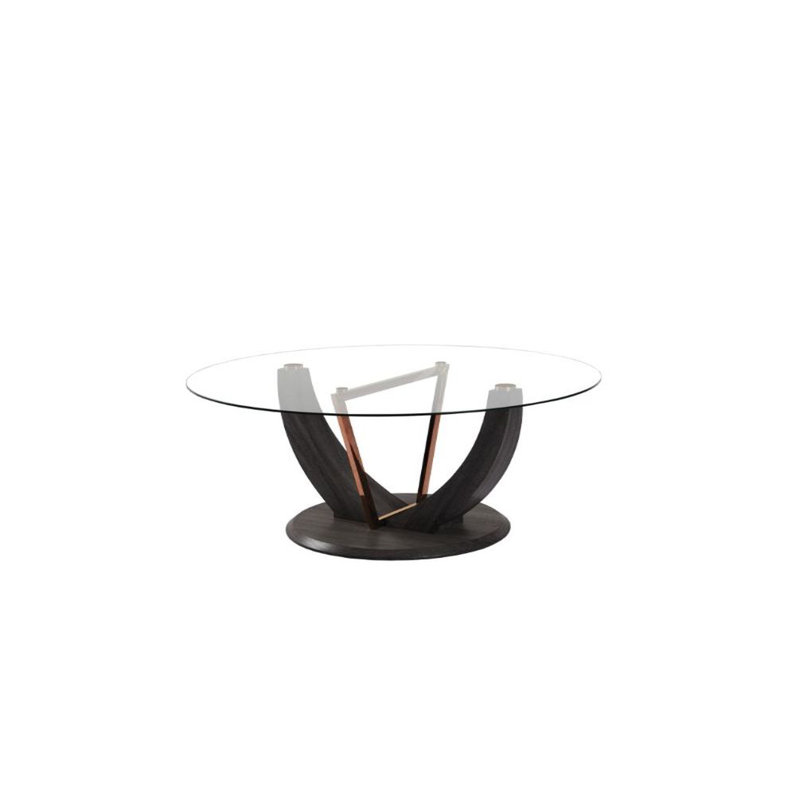 Round Glass Top Dining Table, Rose/Gold