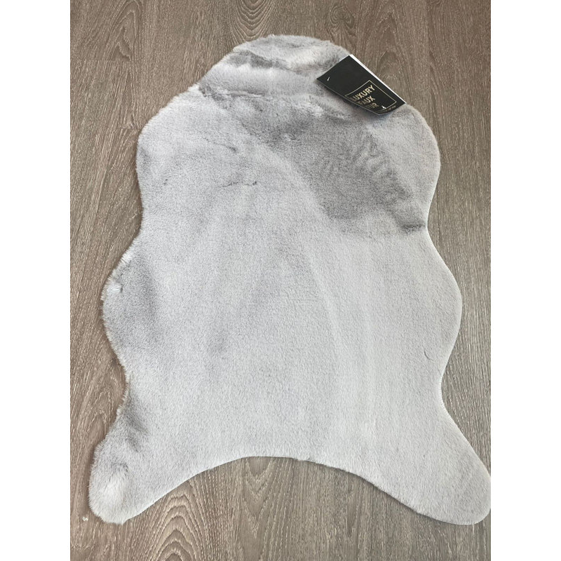 Fausse fourrure de lapin rectangulaire gris clair, Nouveauté 2 pi x 6 pi