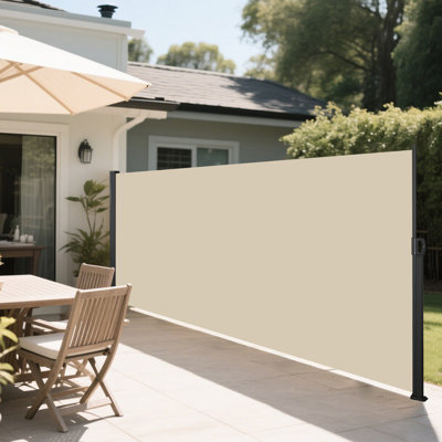 Retractable Side Screen Awning, 118" X 71" Beige, , Waterproof, Create Private Outdoor Space, Metal Frame And Waterproof Patio, Garden, Balcony Privacy,