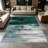 1PC Emerald Green & Grey Abstract Brushstroke area rugs for Living Room, Soft and Comfortable, Suitable for all seasons, easy-to-maintain, machine washable Indoor floor mat, Under Table Farmhouse suitable for dining room, bedroom, entryway, kitchen,-129196993
