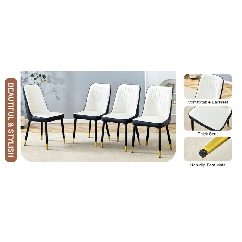 Moderne - chaises de salle à manger en polyuréthane - et chaises épissées avec pattes ornées. Pattes en métal épissées, ensemble de.