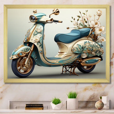Golden Scooter Luxury Elegance, reproduction sur toile encadrée