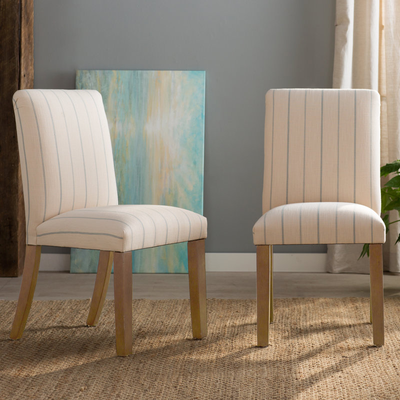 Chaise parsons en coton Sylva, Bois foncé naturel, Ciel Fritz