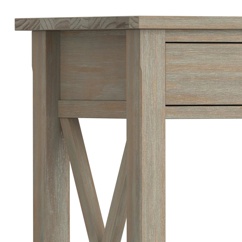 Distressed Gray Wood Console Table with Storage Drawers