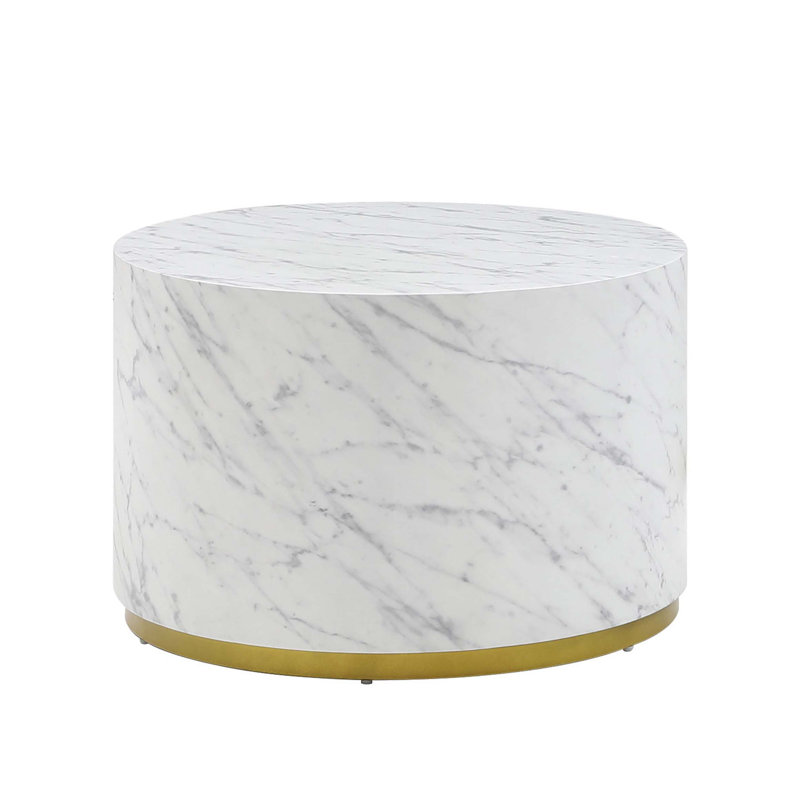 Dawsen Coffee Table,cocktail table,living room table with Metal Base, 15.75" H x 23.62" L x 23.62" W, White