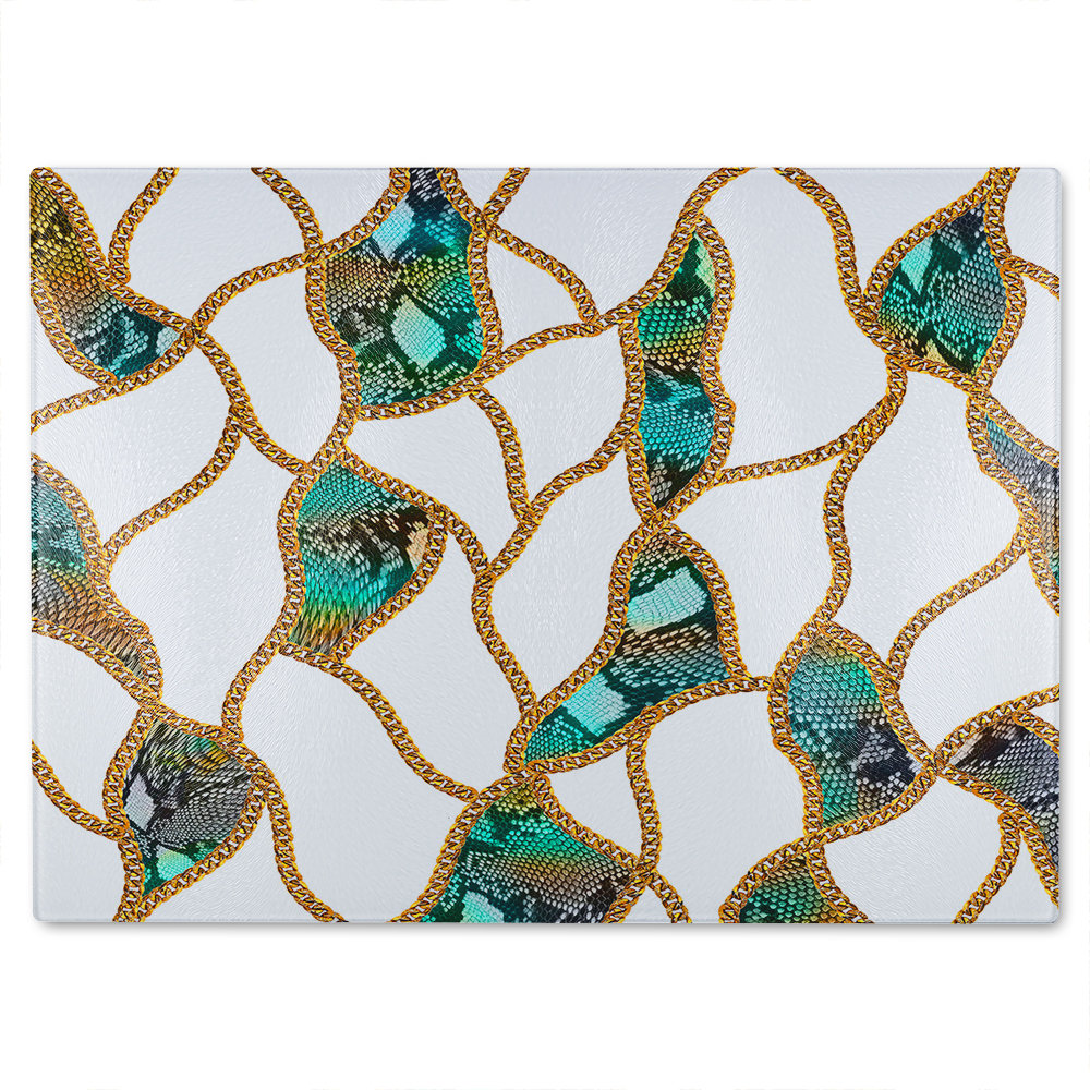 Chains & Snake Skin Glass Chopping Board