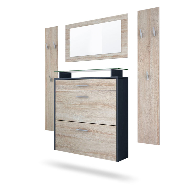 Mccarroll Hall Tree with Shoe Storage, Natural