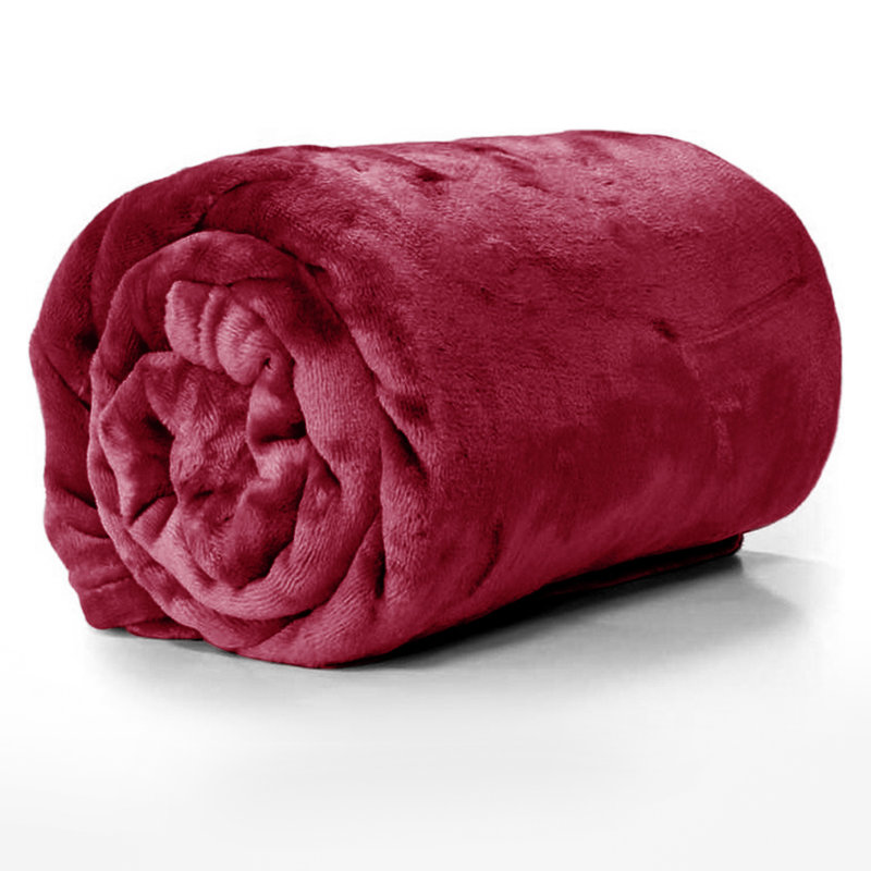 Couverture réversible en fausse fourrure de peluche vison, Jeté (50 inc. X 60 inc.), Bourgogne