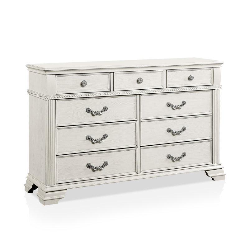 Commode 9 tiroirs Adames, Blanc