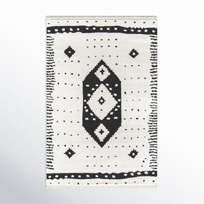 Metro Ivory Black Geometric Rug