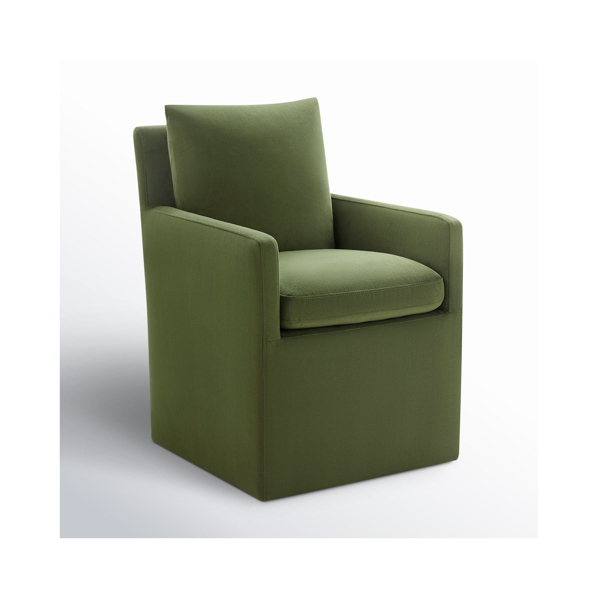 Alayaa Upholstered Arm Chair, Bella Forest Performance Velvet
