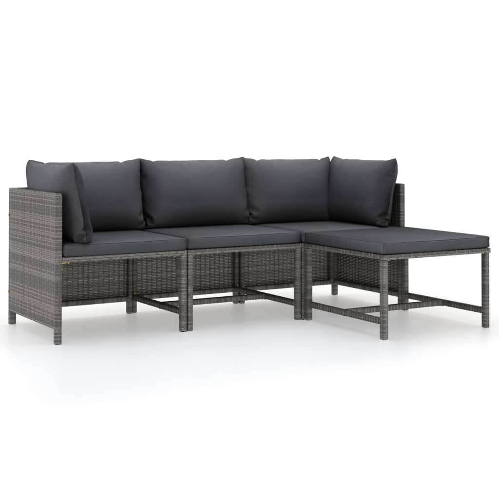 3-Sitzer Lounge-Set Jerren aus Rattan mit Polster