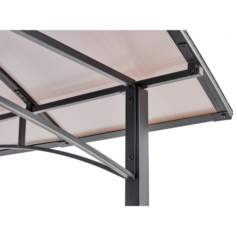 Abri de barbecue extérieur 8 pi x 5 pi, abri de barbecue avec toit rigide en acier et tablettes latérales