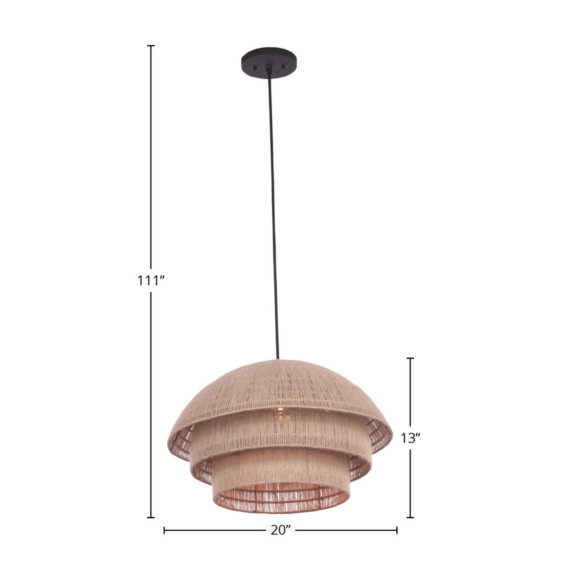 Luminaire suspendu noir Seychelles 1 LT Kalco, H 13 po x l 20 po