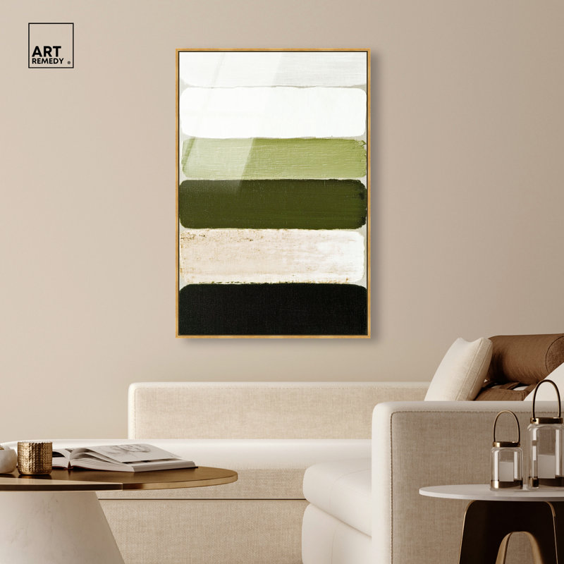 "Olive Stack II", reproduction d'art acrylique encadrée par Art Remedy, cadre doré, 36 x 54, H 55 po x l 37 po