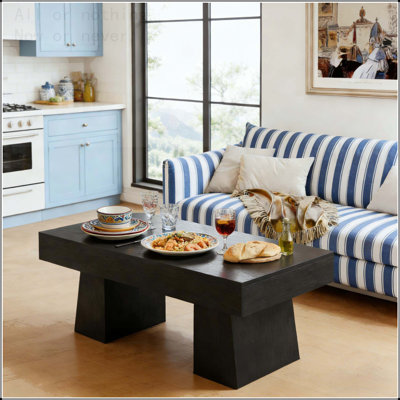 Table basse rectangulaire en bois avec finition résistante à l'eau