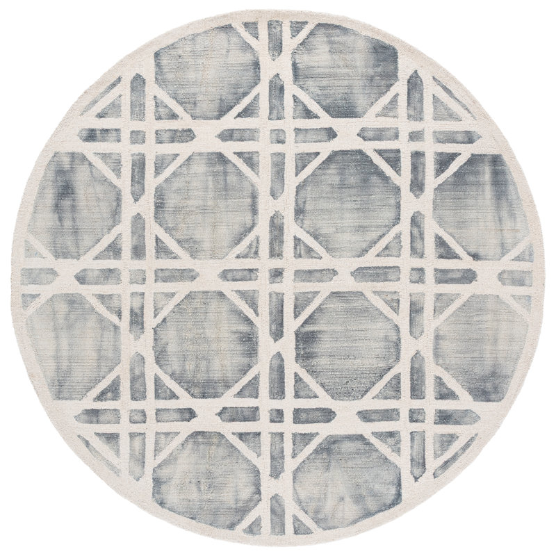 Brynjar Hand Tufted Wool Geometric Rug, Round 7'