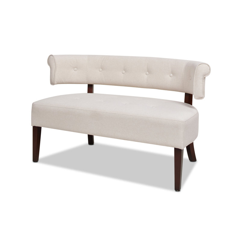 Canapé capitonné à accoudoirs roulés Jared, polyester beige ciel neutre