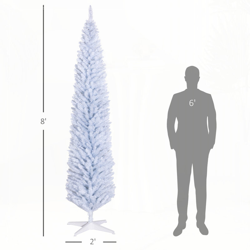 Arbre de Noël, arbre de Noël artificiel 8 pi avec branches réalistes et 618 pointes, base en plastique, Blanc, H 9,7 pi