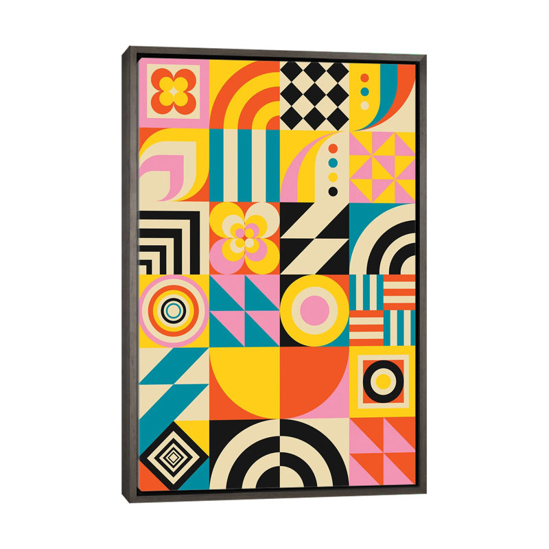 «Colorful Geometric Combo», reproduction d'art sur toile encadrée, H 26 po x l 18 po, Gris