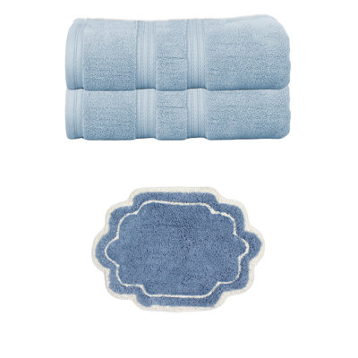 Ensemble de serviettes de bain 8 pièces 100% coton et tapis de bain 1 pièce 17 x 24 "Allure Collection