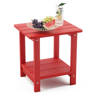 Table de bout HDPS Adirondack à 2 niveaux, table d'appoint d'extérieur résistante aux intempéries pour patio, piscine et pelouse
