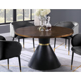 Joelan Pine Round Metal Base Dining Table