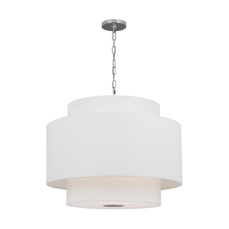 Lustre tambour 3 lumières à intensité variable Tanyel, Nickel poli