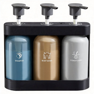 Distributeur de douche mural, 3 chambres, 13,37 oz liq. (Noir)