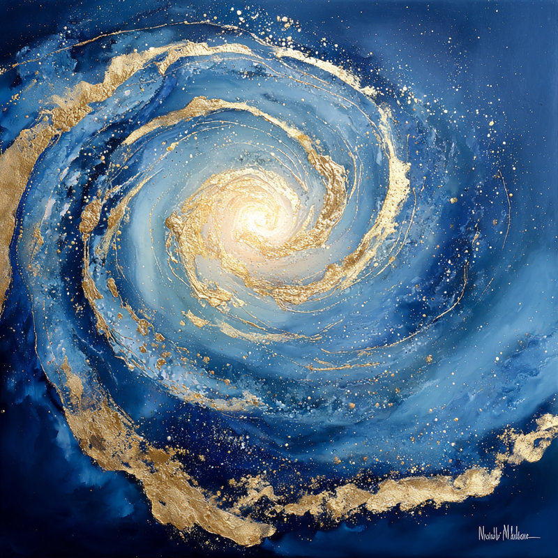 Art mural sur toile Gilded Galaxy II, H 20 po x l 20 po