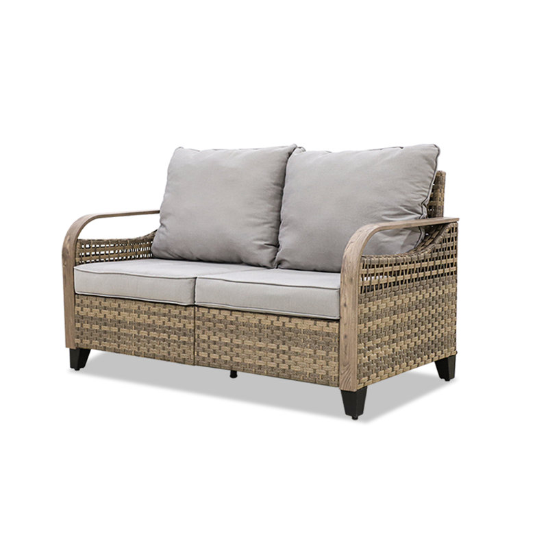 54.1'' Wide Straight Metal Loveseat with Cushions, Gray