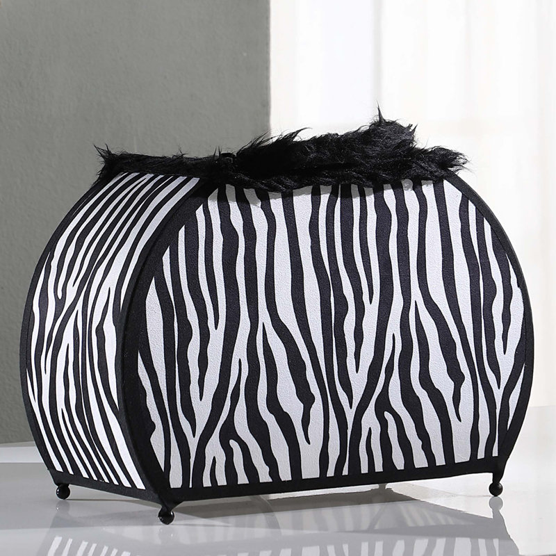 11.75" In Zebra Animal Print Purse W/ Black Faux Handle Table Lamp