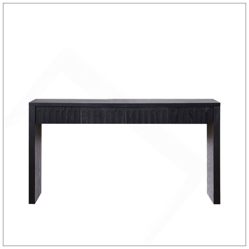 Console moderne noire à 4 tiroirs - Table d'entrée avec rangement 59,2 po, Noir