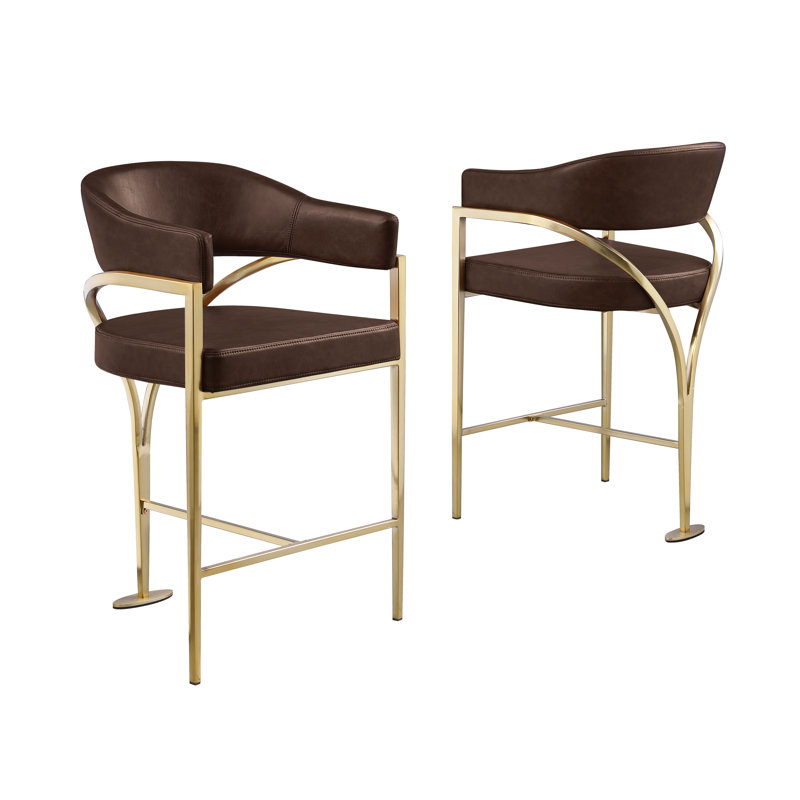 Chaises en contreplaqué Leathaire avec structure en chrome mat, Espresso