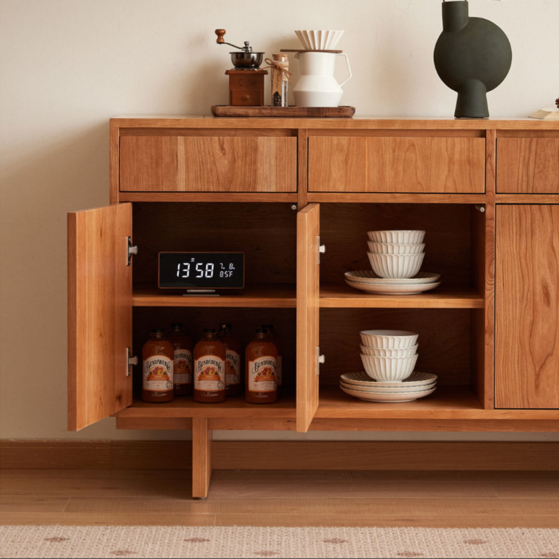 Buffet entièrement en bois de cerisier massif, H 31,49 po x l 55,11 po x P 15,74 po