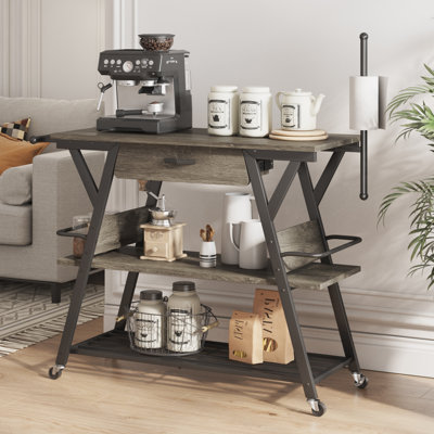 Teitelbaum Versatile Kitchen Trolley with Storage and Lockable Wheels for Multiple Scenarios