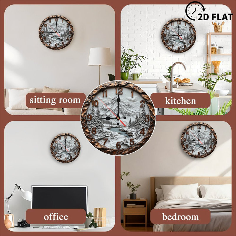 Horloge murale paysage d'hiver