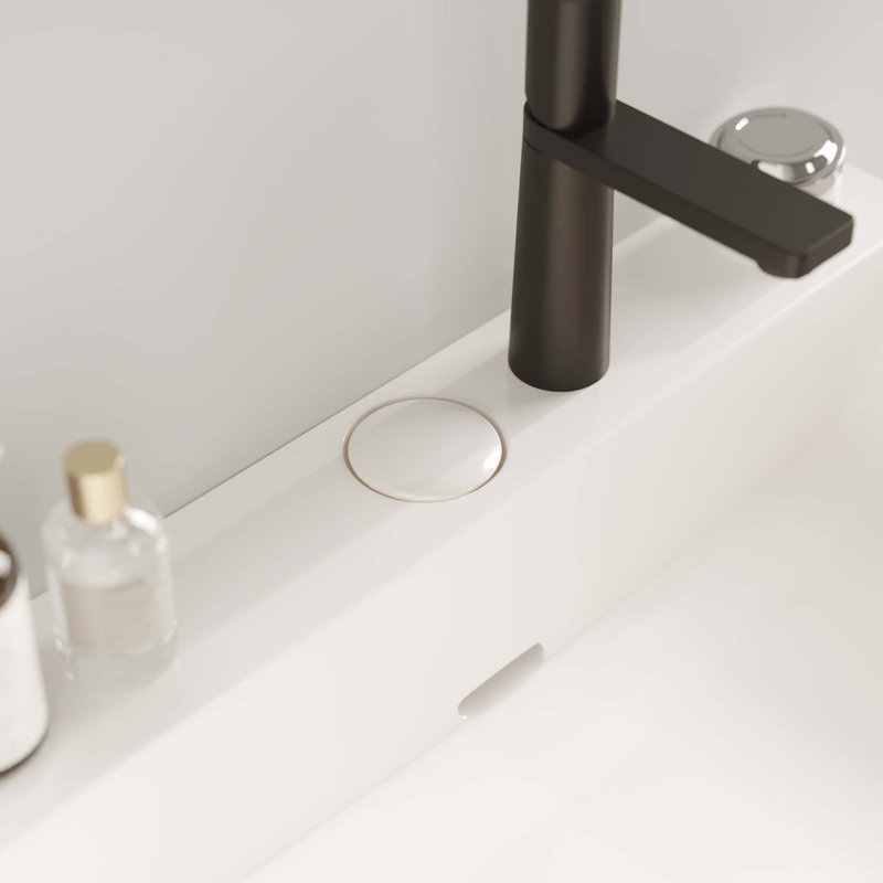 Meuble-lavabo 24 po avec lavabo en céramique, ensemble de lavabo console sur pied, lavabo rectangulaire en céramique brillant sans robinet, pieds en métal ouverts, tablettes de rangement