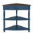 33.8'' Small Triangle Corner Table, Wood Corner Side Table For Small Spaces/ Living Room, 3 Tier End Corner Table With Solid Wood Legs, Navy Blue And Espresso Top