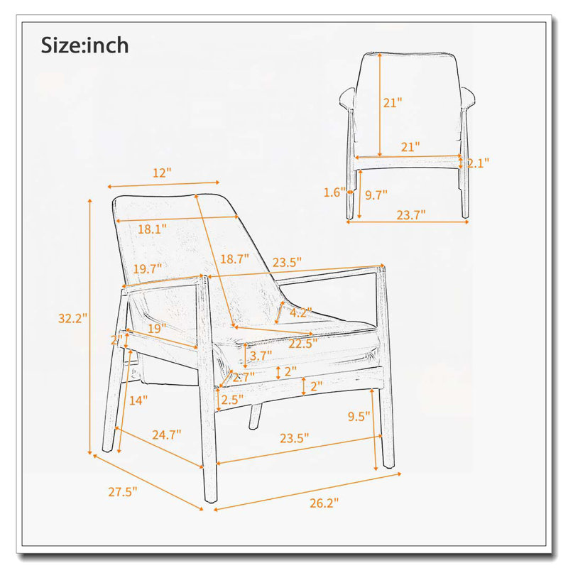 Fauteuil avec cadre en bois massif, Brun, Naturel