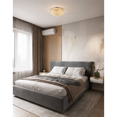 Ortega 8-Light Chrome Flush Mount With Clear Crystals
