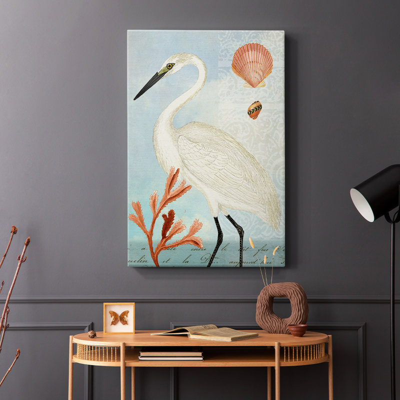 Héron bleu - Cavas enveloppés de galerie, H 36 po x l 24 po