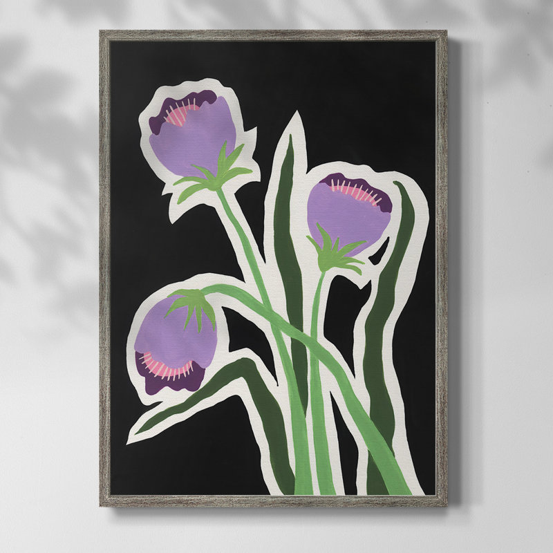 Pop Flowers II Framed Print - Solid Wood, 11" H x 9" W
