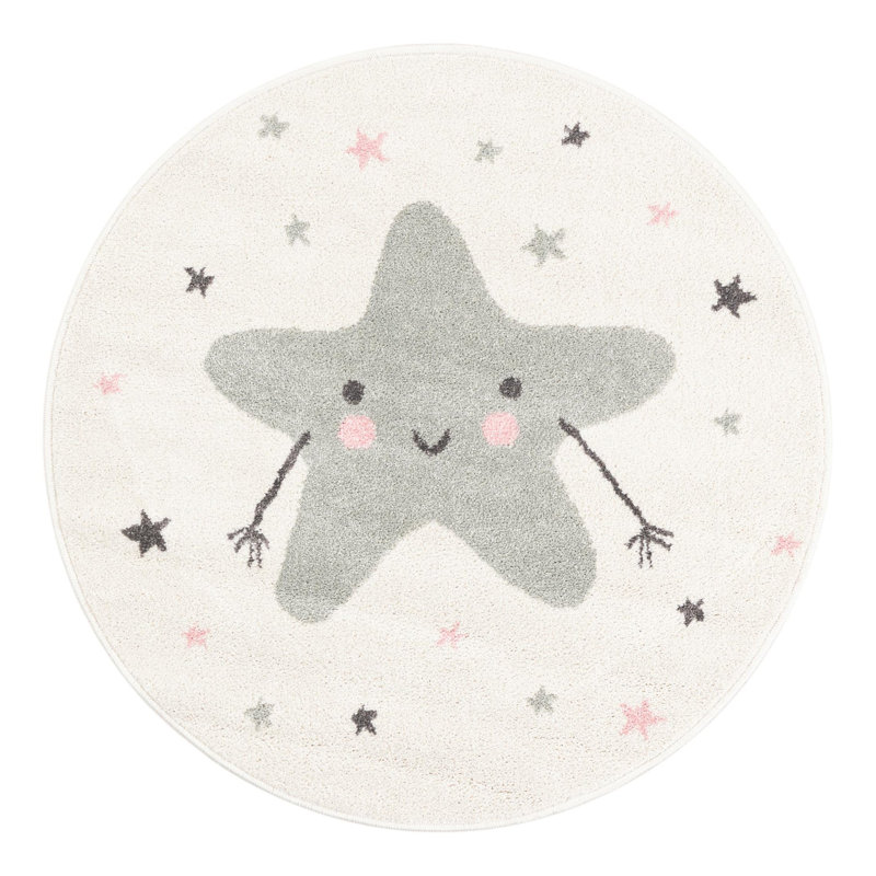 Whimsy Round Machine Woven Polypropylene Plastic Rug, Round 3'3"