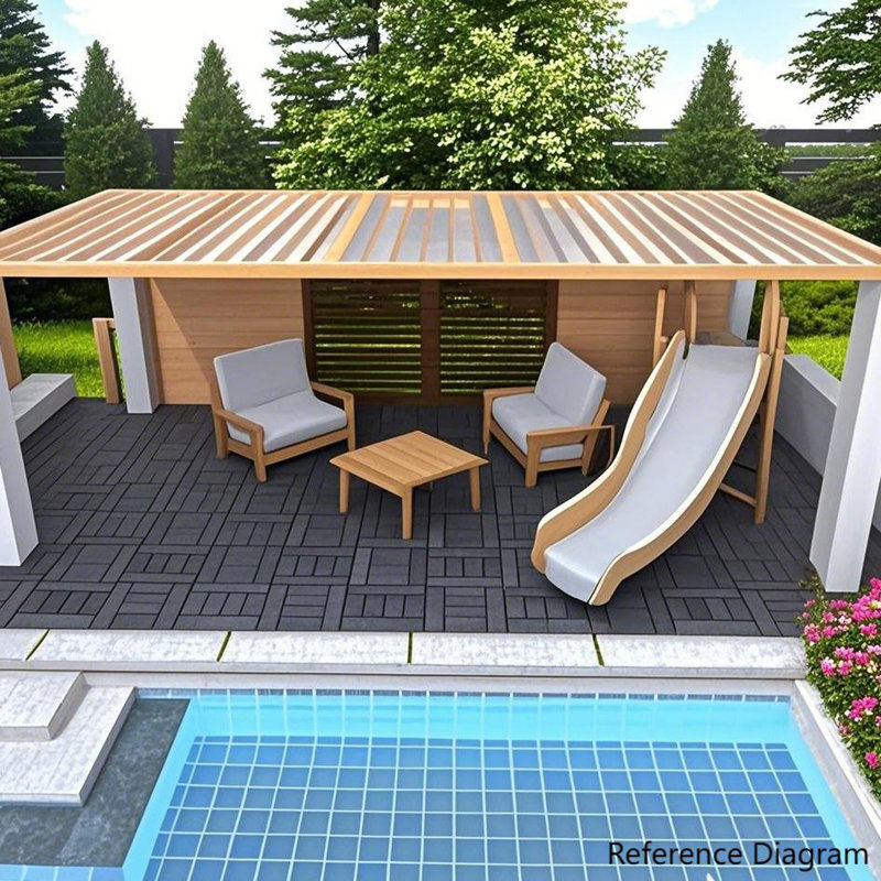 Carreaux de terrasse en plastique emboîtables, paquet de 44 tuiles de patio, 12 po x 12 po carré imperméable pour utilisation extérieure toutes saisons, tuiles de patio extérieur et intérieur pour balcon de piscine
