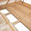 Lit plateforme double en bois de pin avec rangement à 2 tiroirs, aucun sommier nécessaire, ton de bois naturel pour la chambre à coucher